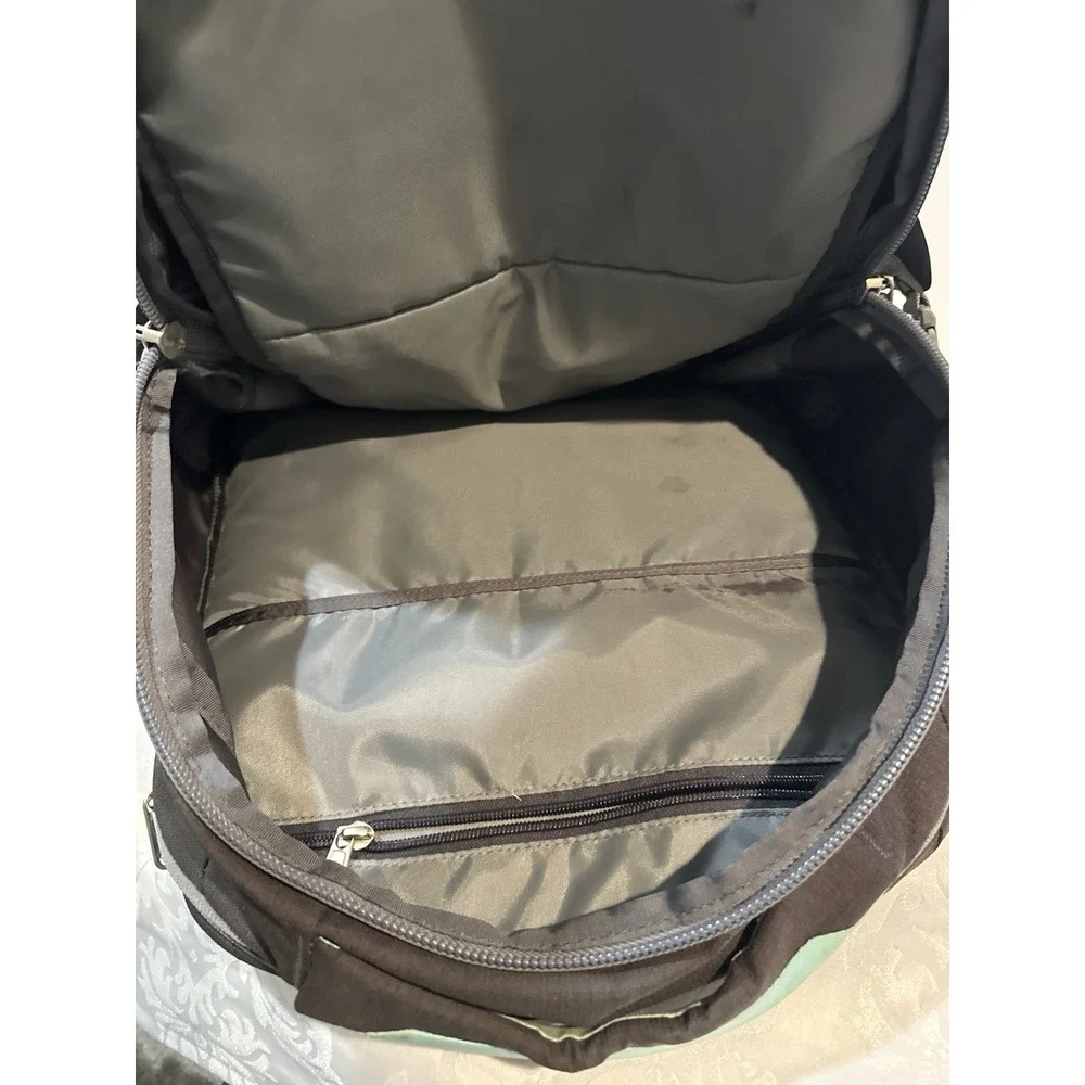 The North Face Surge Flexuent Laptop Backpack Light Gray Teal Outdoor Hiking